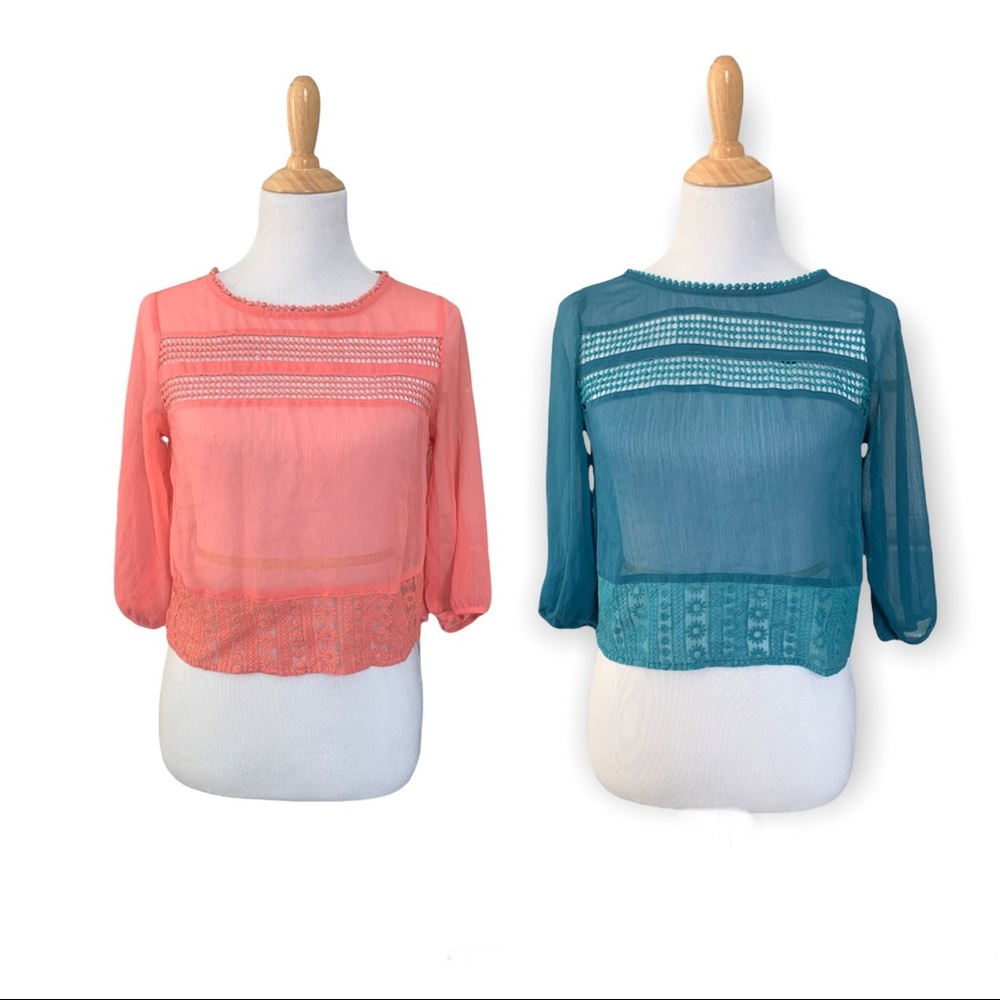Garage | Sheer long sleeve Blouse, Bundle of 2!